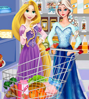 Elsa And Rapunzel Food Shopping