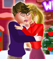 Winter Time Couple Kiss